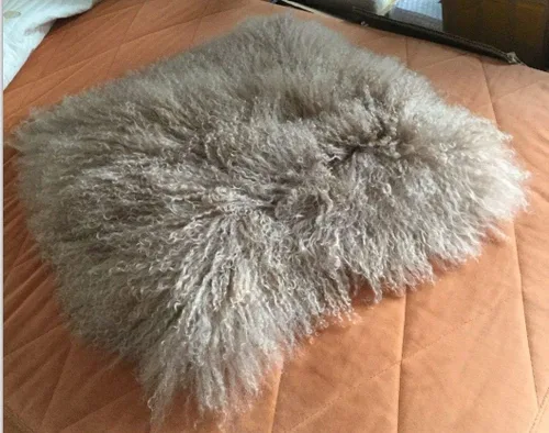 Vista 2 de Seek4comfortable Funda de almohada 100% auténtica de lana de oveja mongol Funda de cojín decorativa de piel de oveja mongol para sala de estar