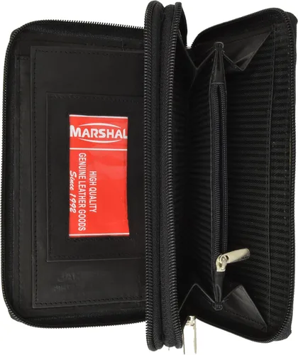 Vista 3 de Marshal Cartera estándar de cuero genuino para mujer #4575CF Negro