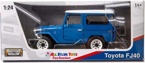 Vista 8 de All Star Toys Exclusivo Toyota Land Cruiser FJ40 Royal Blue con ruedas todoterreno personalizadas 1/24 modelo fundido a presión por Motormax 79323