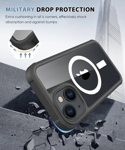 Vista 3 de Funda para iPhone 15 de cuerpo completo, protector de pantalla integrado, con protector de lente de cámara, [antiamarilleamiento], funda protectora