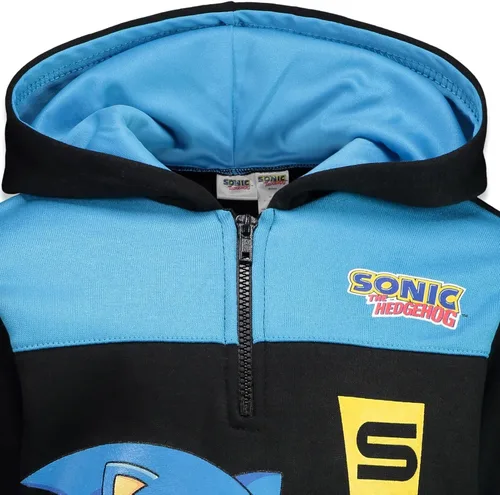 Vista 5 de SEGA Sonic the Hedgehog - Sudadera con capucha de forro polar con media cremallera para niños pequeños a grandes