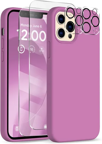 Vista 21 de Funda para iPhone 12 Pro Max, [2 protectores de cámara + 2 protectores de pantalla], funda protectora de silicona de cuerpo completo a prueba
