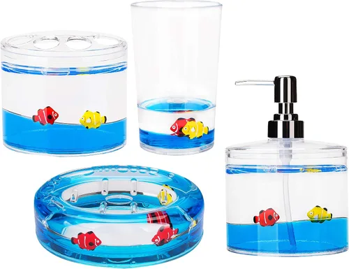 Vista 9 de Locco Decor Acrílico líquido 3D movimiento flotante baño cocina tocador accesorio jabón loción dispensador océano dibujos animados animal tema pato