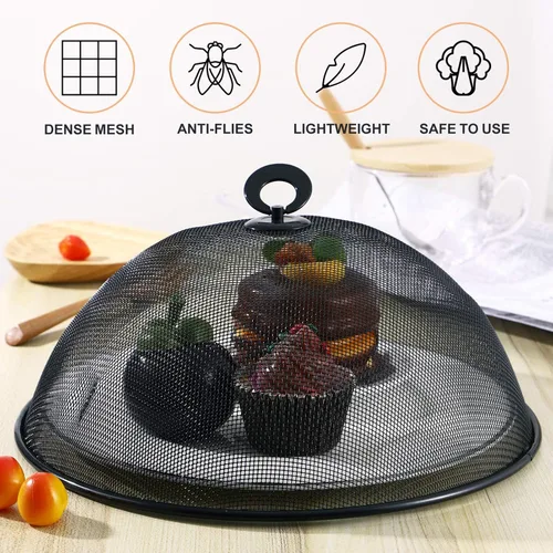 Vista 3 de Cubierta de malla para alimentos, de acero inoxidable, para mesa de comedor, tapa de alimentos, cubierta de platos, fundas reutilizables de malla