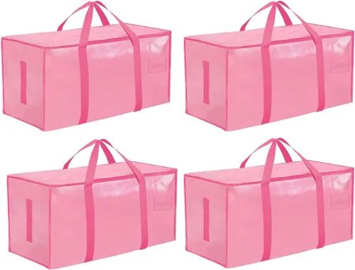 Vista 8 de Paquete de 4 bolsas de mudanza extra grandes y resistentes, bolsas de almacenamiento impermeables con asas y cremalleras, plegables para dormitorio