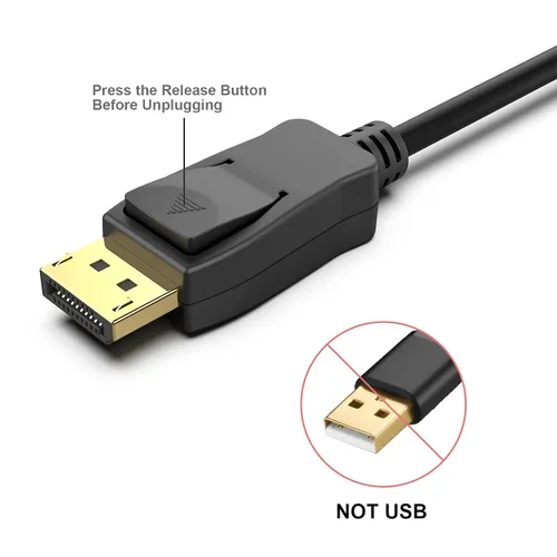 Vista 3 de Cable BENFEI de DisplayPort a HDMI 4K, 0,91 m, unidireccional, DP 1.2 de computadora a pantalla HDMI 1.4, chapado en oro, compatible con Lenovo, HP
