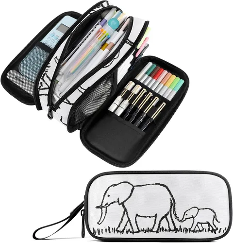 Vista 12 de Fustylead Estuche para lápices de gran capacidad para notas musicales, bolsa de maquillaje multiusos, bolsa de almacenamiento para oficina