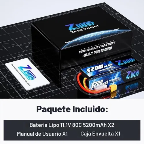 Vista 6 de Zeee 3S Lipo Batería 5200mAh 11.1V 80C con conector XT60 (paquete de 2)