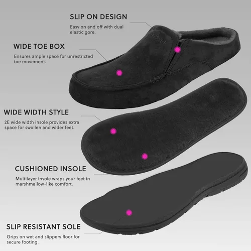 Vista 6 de LazyStep Pantuflas tipo zueco con acolchado para hombre McCoy Negro