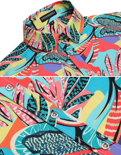 Vista 4 de Daupanzees - Camisa hawaiana de manga corta con botones para hombre