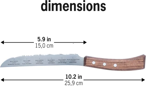 Vista 2 de PanoramaKnife Cuchillo de cocina – Fabricado en Suiza – Picos de Estados Unidos – Cordilleras parecidas a la hoja – Acero inoxidable quirúrgico +