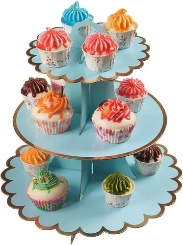 Vista 16 de YLDW Soporte para Cupcakes de 3 Niveles, Soporte para Pastel, Torre de Soporte para Cupcakes DIY Escalonada para Exhibiciones de Mesa de Postres