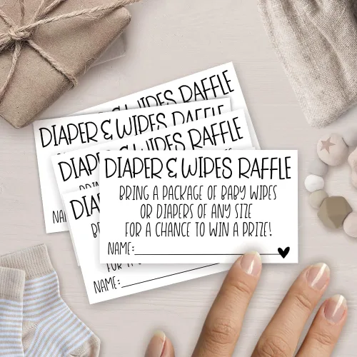 Vista 2 de m&h invites 50 boletos para rifas de pañales y toallitas – Inserto de invitación de baby shower – Actividad de juego para baby shower