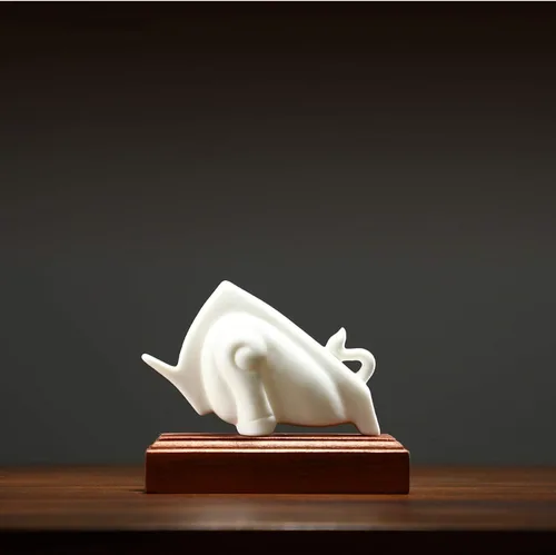 Vista 6 de NYKK Escultura de estatua de feng shui chino, muebles creativos de toro de la suerte, mascota alcista del año del toro, NIU Turns Universo, sala