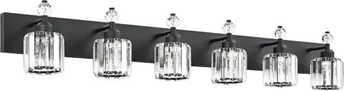 Vista 32 de PRESDE Aplique de pared de cristal único, lámpara de tocador cromada moderna, lámpara de pared de 1 luz para baño, dormitorio, pasillo