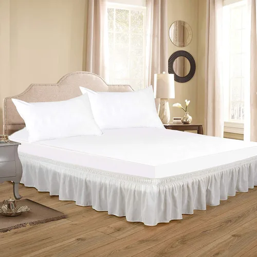 Vista 2 de Elegant Decor Falda de cama 100% algodón egipcio, falda de cama de lujo de 9 pulgadas, 650 hilos, volantes elásticos ajustables y resistentes a