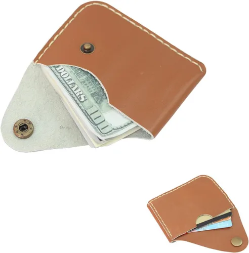 Vista 61 de Leather Card Holder Wallet, Compact Design with Slots for Cards and Cash (light brown)