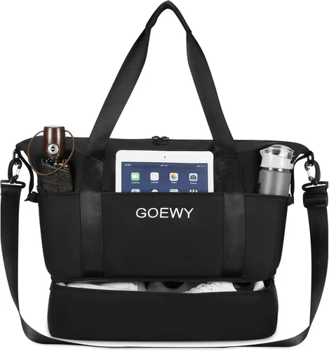 Vista 8 de Bolsa de gimnasio para mujer, bolsa deportiva para hombres con compartimento para zapatos, bolsas de viaje con bolsillo húmedo, escuela, yoga