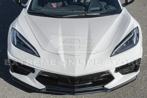 Vista 4 de Repuesto para Chevrolet Corvette C8 2020 Divisor de labio inferior de parachoques delantero estilo GM Z51 (plástico ABS, negro brillante)