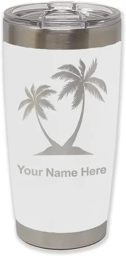 Vista 29 de LaserGram Vaso aislado al vacío de 20 onzas, palmeras, grabado personalizado incluido (negro)