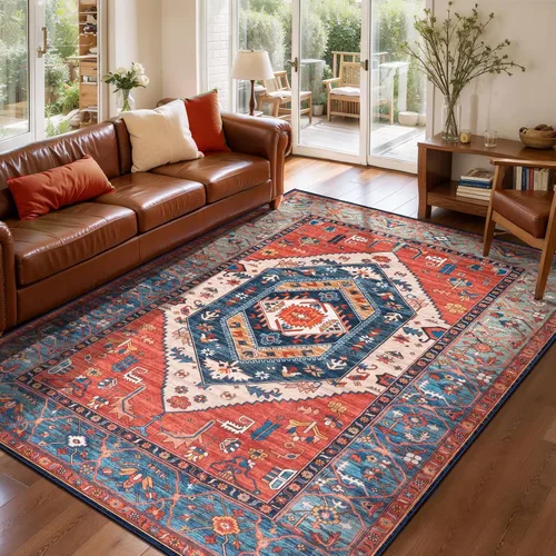 Vista 475 de SERISSA - Tapetes florales vintage, antideslizante, lavable, pequeño, ultrasuave, bohemio, de pelo bajo, para entrada, interiores, habitación