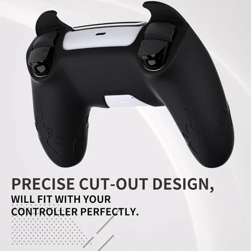 Vista 6 de PlayVital Cute Demon Controller Funda de silicona para ps5, funda de controlador Kawaii Gamepad Protector de piel para ps5 con adhesivo táctil