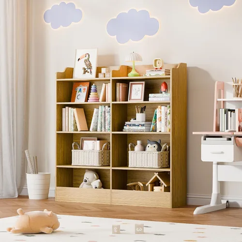 Vista 11 de Cozy Castle Organizador de almacenamiento de juguetes, estantería para niños de 5 niveles, estantería de 10 cubos para niños pequeños, armario