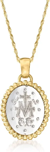 Vista 3 de Ross-Simons Collar con colgante ajustable de medalla milagrosa de oro de 2 tonos italiano de 14 quilates, Oro, no conocido