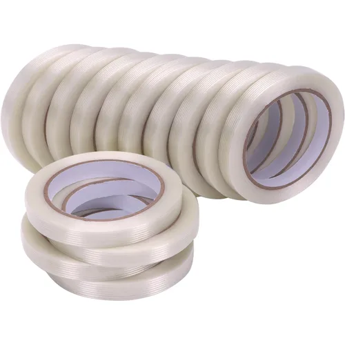 Vista 8 de Paquete de 10 cintas de fleje de filamentos de 3/4 pulgadas x 27 yardas, 270 yardas en total, embalaje reforzado de fibra de vidrio transparente