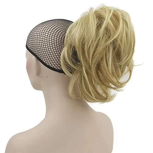 Vista 8 de IMISSU Extensiones de cabello sintético rizado y flexible para cola de caballo (rubio 613)