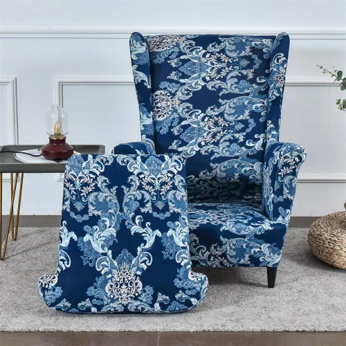 Vista 11 de Fundas para silla Wingback, 2 piezas, fundas elásticas elegantes para silla de ala con parte inferior elástica, protector de muebles para Hojas