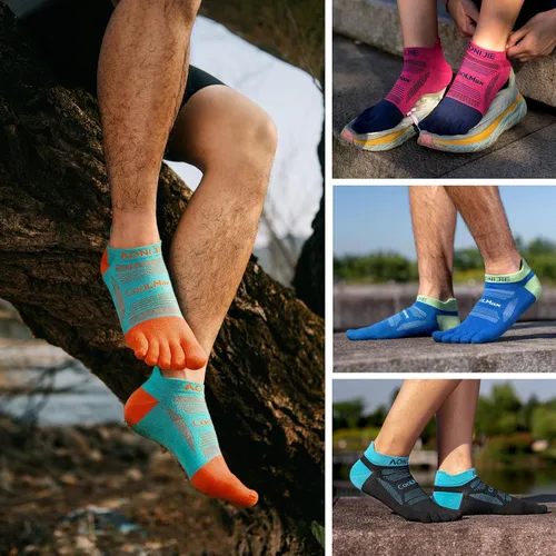 Vista 8 de AONIJIE COOLMAX - 3 pares de calcetines para correr para mujeres y hombres COOLMAX transpirables de cinco dedos
