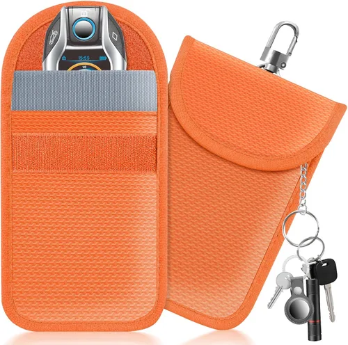 Vista 13 de lanpard Bolsa Faraday para Llaves de Coche, Bolsa Faraday, Soporte de Bloqueo de Señal RFID para Coche, Protector de Llavero, Jaula de Llavero Negro