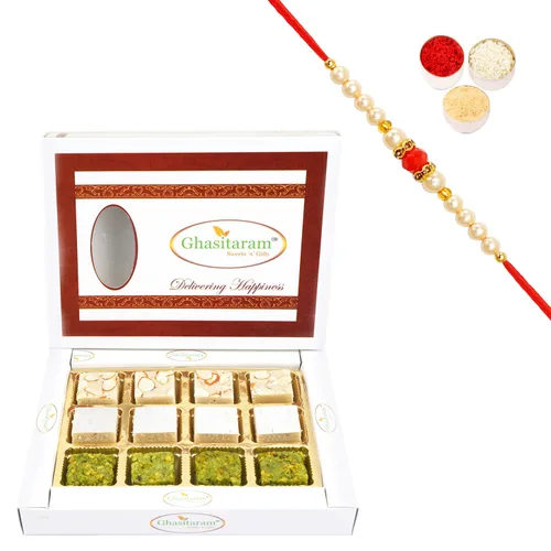 Vista 6 de Ghasitaram Gifts Diwali Regalos – Pure Kaju Badam Pista Barfi 12 piezas Diwali, Holi, Rakhi, San Valentín, Navidad, cumpleaños, aniversario