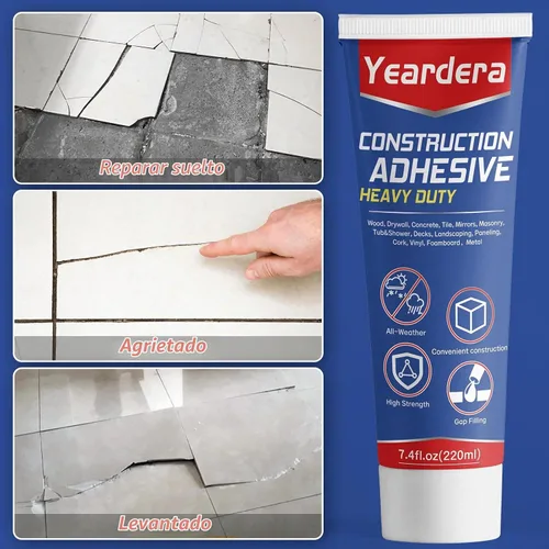 Vista 4 de Yeardera Adhesivo de construcción resistente, tubo de compresión de 7.4 onzas de pegamento de cemento, pegamento de construcción versátil
