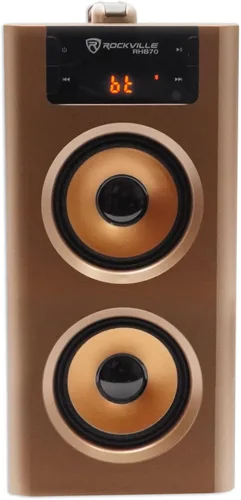Vista 4 de Rockville Sistema de altavoces compacto de cine en casa RHB70 con Bluetooth/USB/FM, madera de cerezo Bluetooth, USB, tarjeta SD, RCA Aux