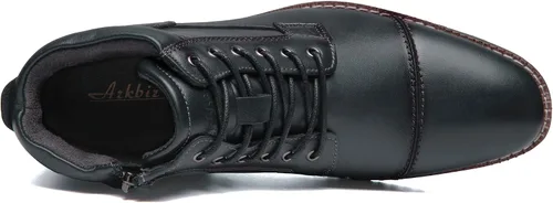 Vista 4 de Botas de vestir Oxford de cuero para hombre, botas de tobillo Chukka para negocios, trabajo, diario, zapatos para hombres