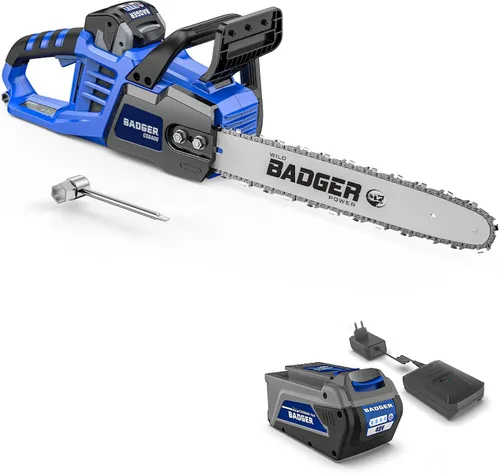 Vista 8 de WILD BADGER POWER Motosierra sin escobillas de 12 pulgadas inalámbrica, motosierra de batería de 20 V con 1 batería de 4.0 Ah, motosierras