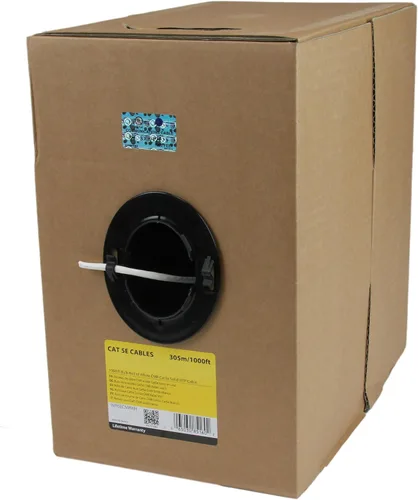 Vista 7 de StarTech.com Cable Ethernet Cat 5e a granel, 1,000.0 ft, sólido, clasificación CMR, negro, cumple con la TAA Cable, 304, 24AWG bare copper