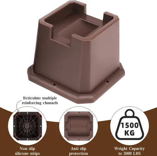 Vista 3 de Elevadores ajustables para muebles de cama, elevadores resistentes para postes y ruedas de muebles, sofá, cama, sofá o mesa