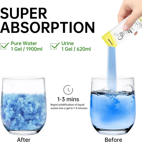 Vista 2 de Polímero súper absorbente para inodoro portátil, gel ecológico degradable para inodoro portátil, gelificación de residuos líquidos y desodorizante
