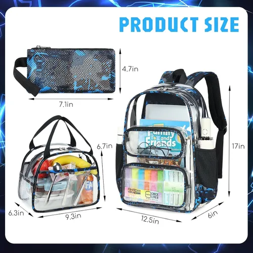 Vista 98 de CAMTOP Mochila transparente resistente y transparente para estudiantes, escuela, trabajo, festival, viajes, deportes, Beige, Mediana, Camtop Mochila