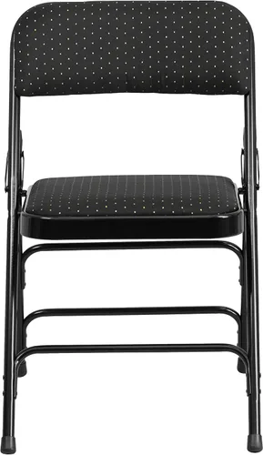 Vista 5 de EMMA + OLIVER Paquete de 2 sillas plegables curvadas de metal de tela con patrón negro Triple Braced, Double-Hinged, Fabric Upholstery
