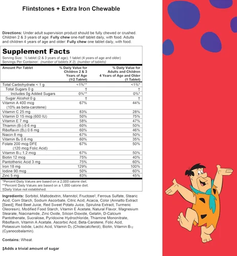 Vista 8 de Flintstones Vitamins Multivitamínico masticable para niños con + plancha extra para niños pequeños y niños con vitamina C, D, vitamina B12, 160