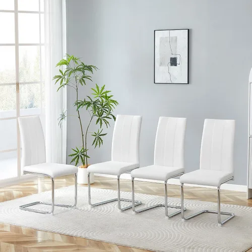 Vista 11 de Juego de 2 sillas de comedor, sillas de comedor tapizadas con respaldo alto negro con patas de metal cromado, sillas laterales de cocina modernas