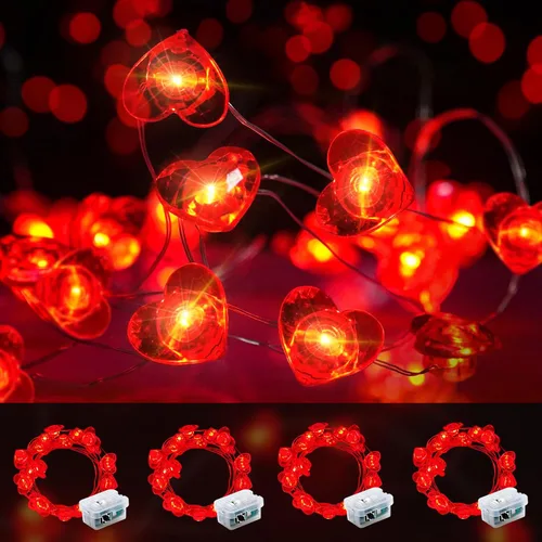 Vista 63 de Paquete de 6 luces de hadas a pilas con temporizador remoto, 8 modos de iluminación, 7 pies, 20 luces LED impermeables para Halloween, Navidad