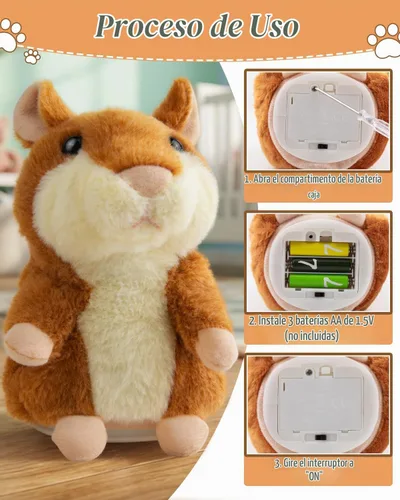 Vista 8 de Hámster parlante de peluche que repite lo que dices de Halobang, regalo para niños