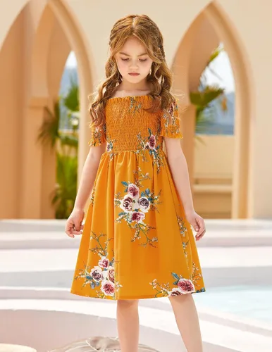 Vista 2 de Arshiner Vestido casual de verano floral sin mangas para niñas de 4 a 13 años