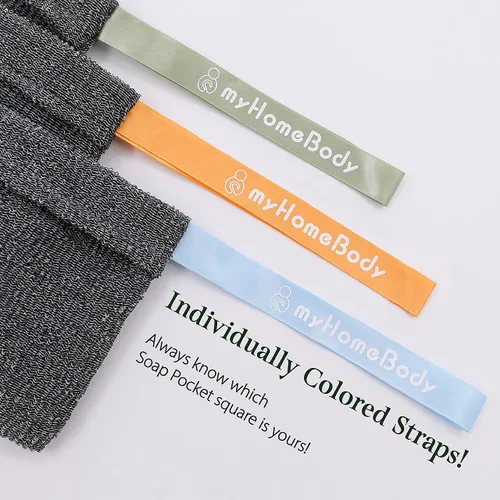 Vista 5 de myHomeBody Bolsa exfoliante con bolsillos de jabón, gris grafito, paquete