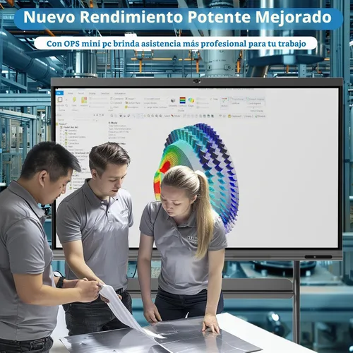 Vista 8 de Tiburn INSPUR - Placa inteligente Ultra 4K UHD de 65 pulgadas Android 13 y Windows 11 Pro Dual OS, micrófono de matriz de 8 líneas, cámara web
